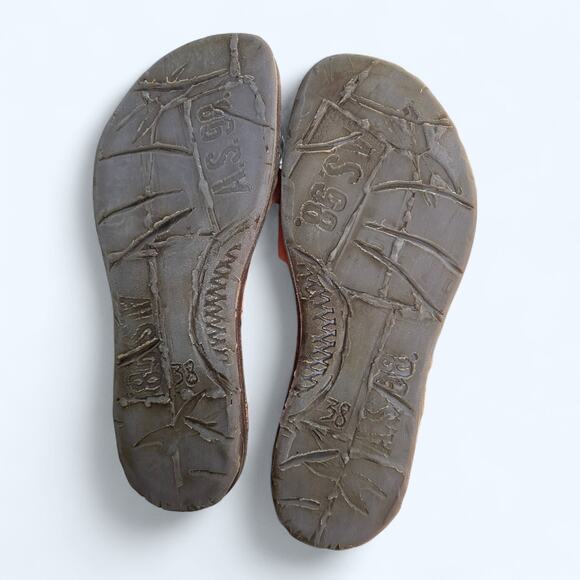 A.S.98 Tavon Leather Slide Sandals Orange Suede Buckle Eur Size 38 Boho Comfort - Picture 13 of 14